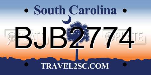 BJB2774 South Carolina License Plate