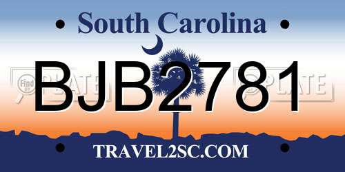 BJB2781 South Carolina License Plate