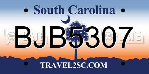 BJB5307 South Carolina License Plate