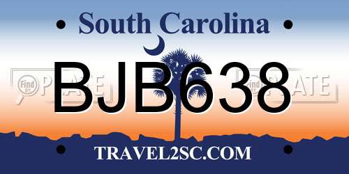 BJB638 South Carolina License Plate
