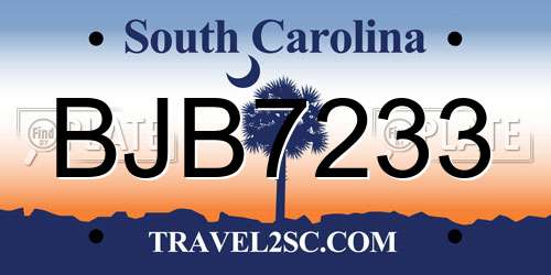 BJB7233 South Carolina License Plate