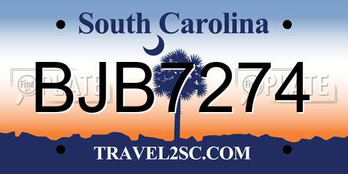 BJB7274 South Carolina License Plate