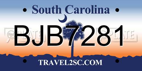 BJB7281 South Carolina License Plate