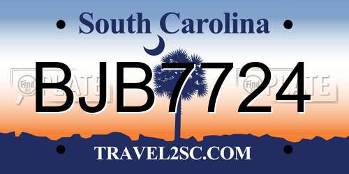 BJB7724 South Carolina License Plate