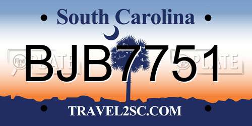 BJB7751 South Carolina License Plate