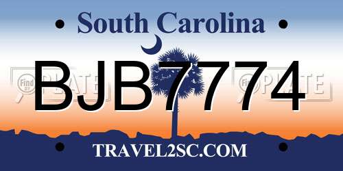 BJB7774 South Carolina License Plate