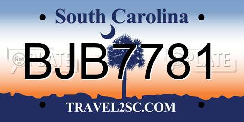 BJB7781 South Carolina License Plate