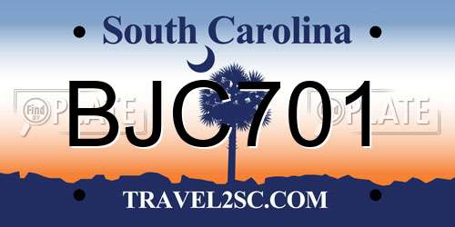 BJC701 South Carolina License Plate