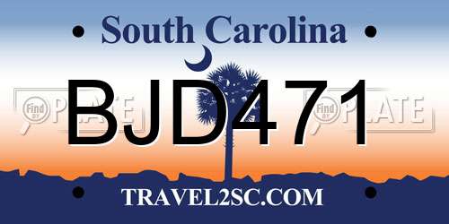 BJD471 South Carolina License Plate