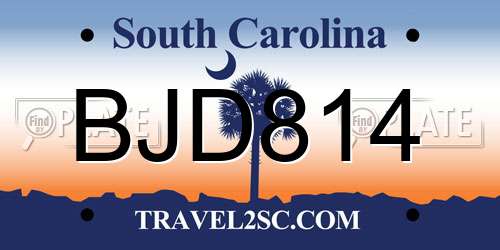 BJD814 South Carolina License Plate