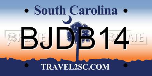 BJDB14 South Carolina License Plate