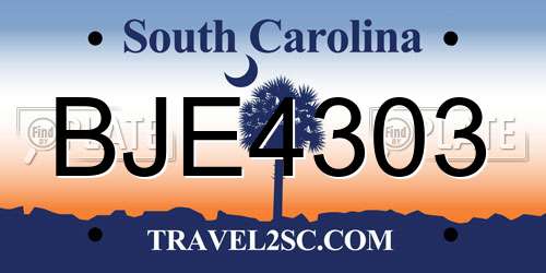 BJE4303 South Carolina License Plate
