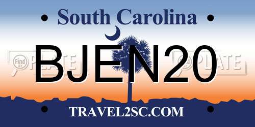 BJEN20 South Carolina License Plate