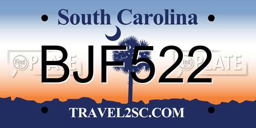 BJF522 South Carolina License Plate