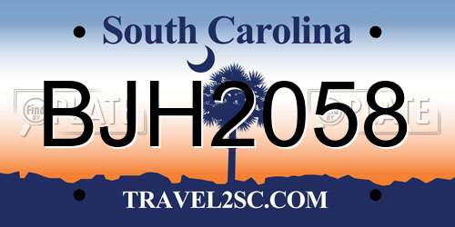 BJH2058 South Carolina License Plate