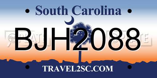 BJH2088 South Carolina License Plate