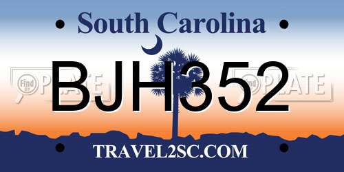 BJH352 South Carolina License Plate