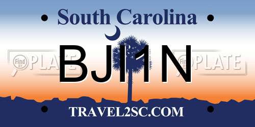 BJI1N South Carolina License Plate
