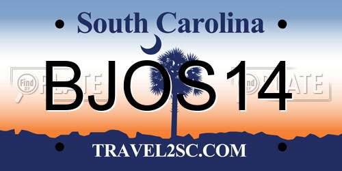 BJOS14 South Carolina License Plate