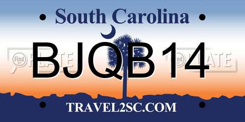 BJQB14 South Carolina License Plate