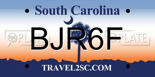 BJR6F South Carolina License Plate