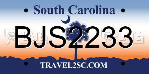 BJS2233 South Carolina License Plate