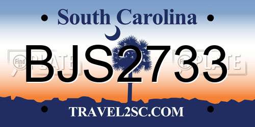 BJS2733 South Carolina License Plate