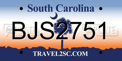 BJS2751 South Carolina License Plate
