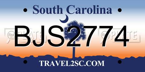 BJS2774 South Carolina License Plate