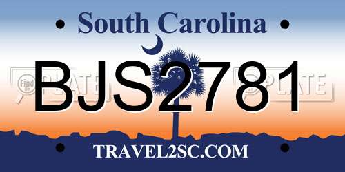 BJS2781 South Carolina License Plate