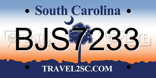 BJS7233 South Carolina License Plate