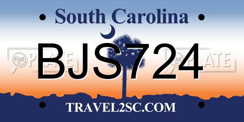 BJS724 South Carolina License Plate