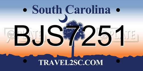 BJS7251 South Carolina License Plate