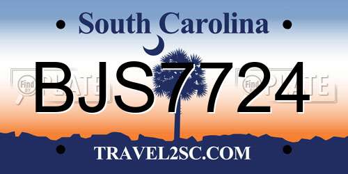 BJS7724 South Carolina License Plate