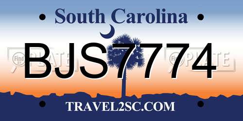 BJS7774 South Carolina License Plate