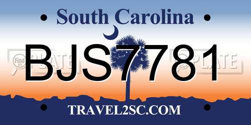 BJS7781 South Carolina License Plate