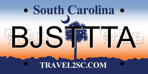 BJSTTTA South Carolina License Plate