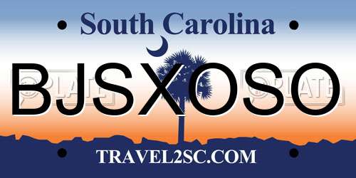 BJSXOSO South Carolina License Plate
