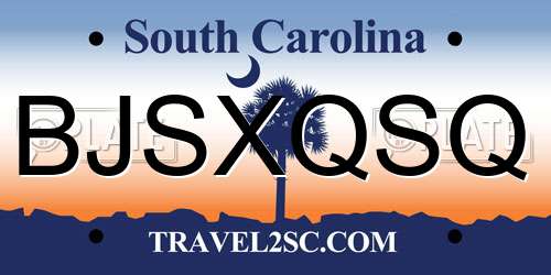 BJSXQSQ South Carolina License Plate