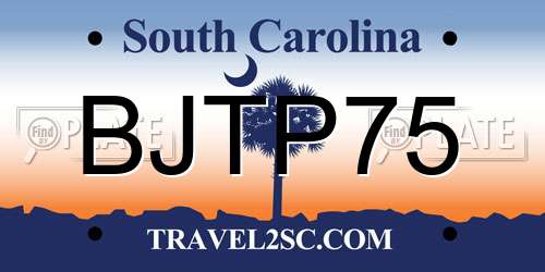 BJTP75 South Carolina License Plate