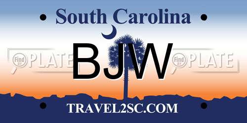BJW South Carolina License Plate
