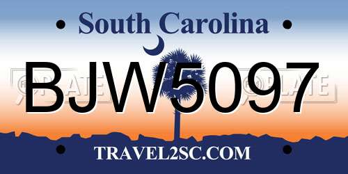 BJW5097 South Carolina License Plate