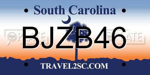 BJZB46 South Carolina License Plate