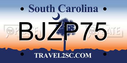 BJZP75 South Carolina License Plate