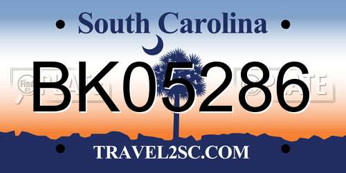 BK05286 South Carolina License Plate