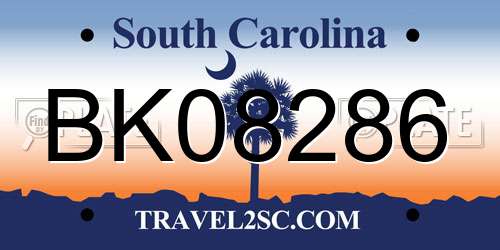 BK08286 South Carolina License Plate