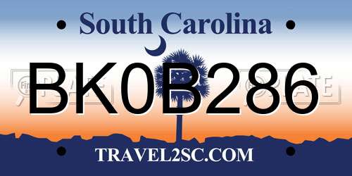 BK0B286 South Carolina License Plate