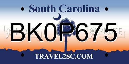 BK0P675 South Carolina License Plate