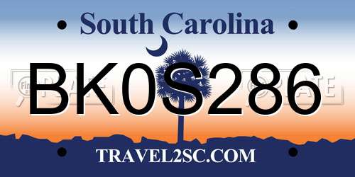 BK0S286 South Carolina License Plate