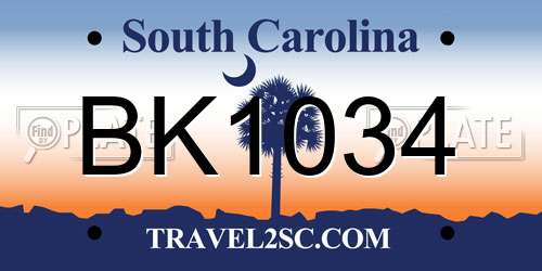 BK1034 South Carolina License Plate